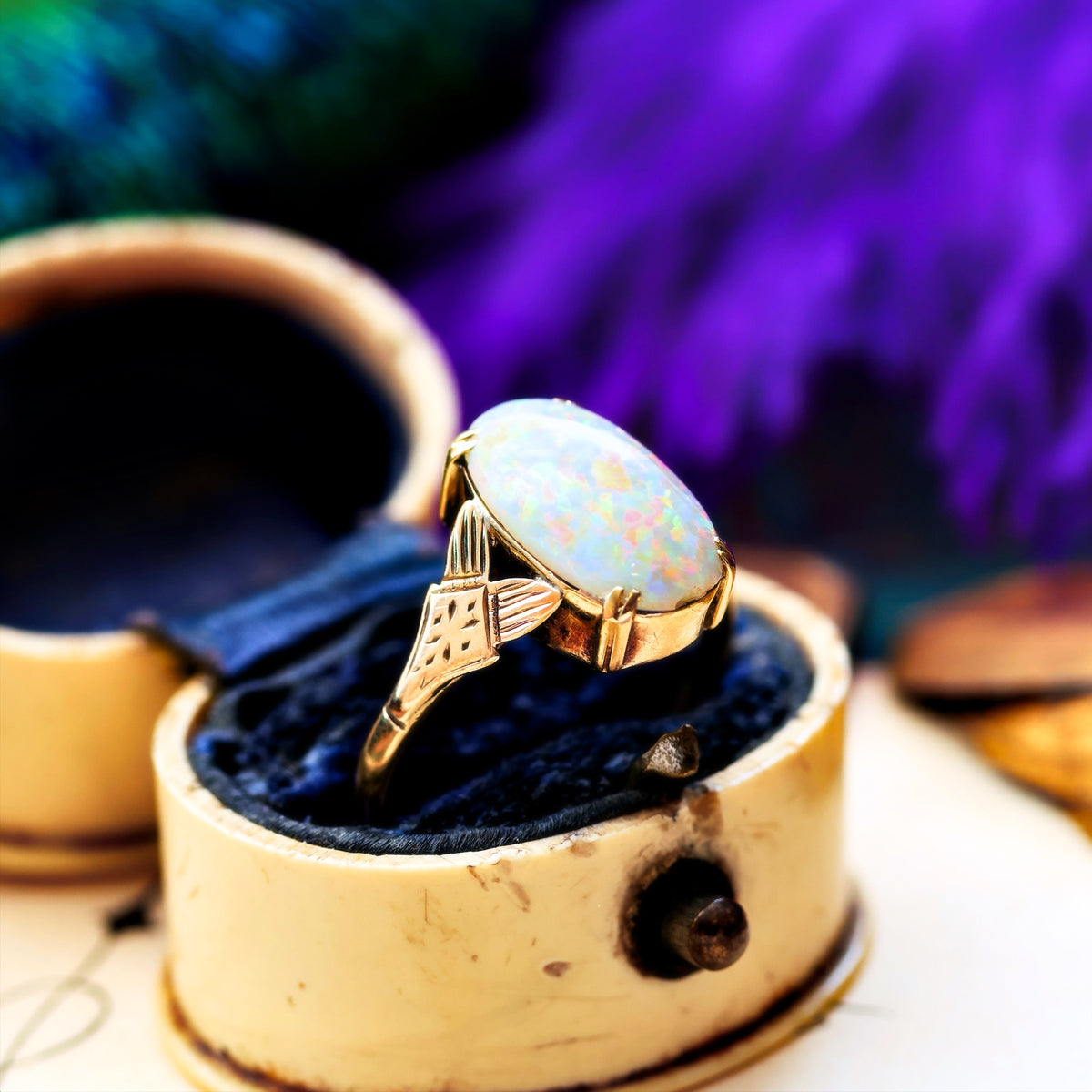 Vintage 1970's Rainbow Crystal Opal Ring