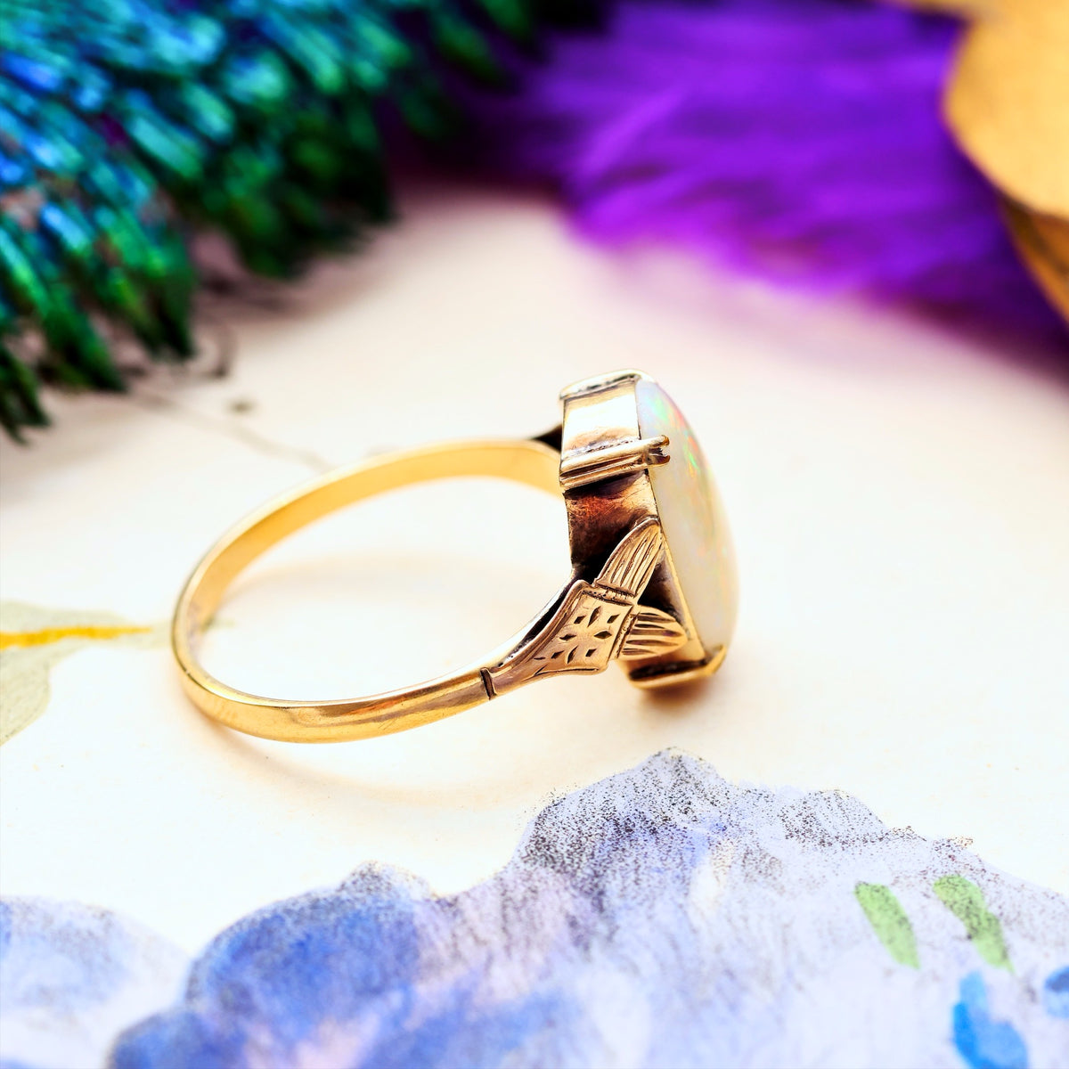 Vintage 1970's Rainbow Crystal Opal Ring