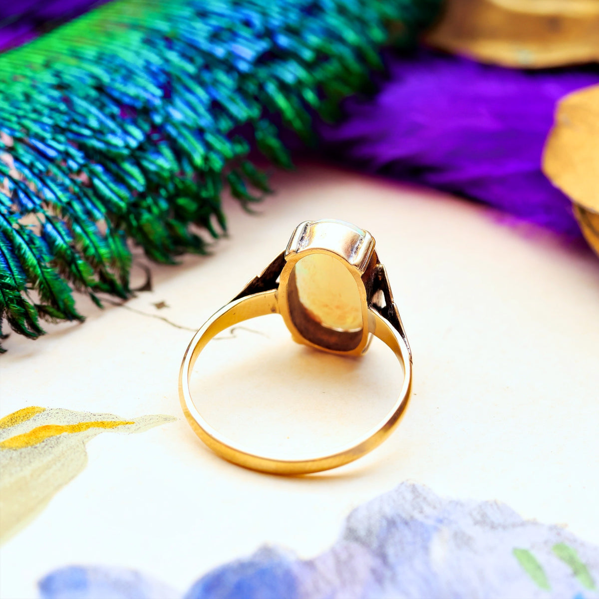 Vintage 1970's Rainbow Crystal Opal Ring