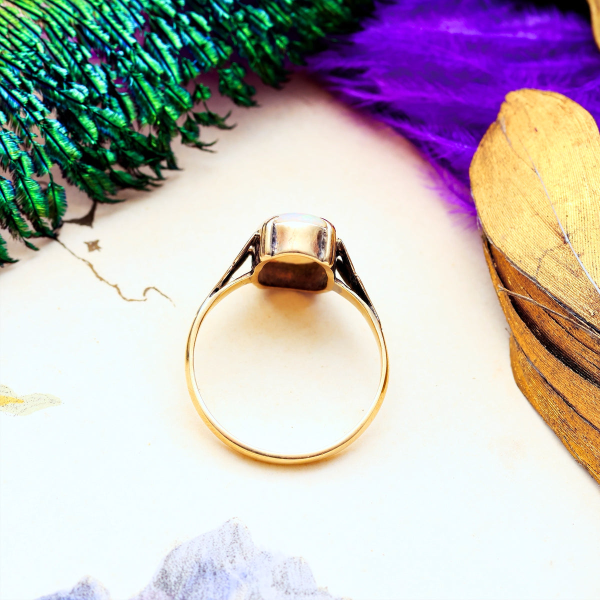Vintage 1970's Rainbow Crystal Opal Ring