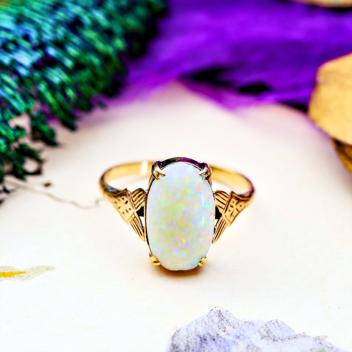 Vintage 1970's Rainbow Crystal Opal Ring