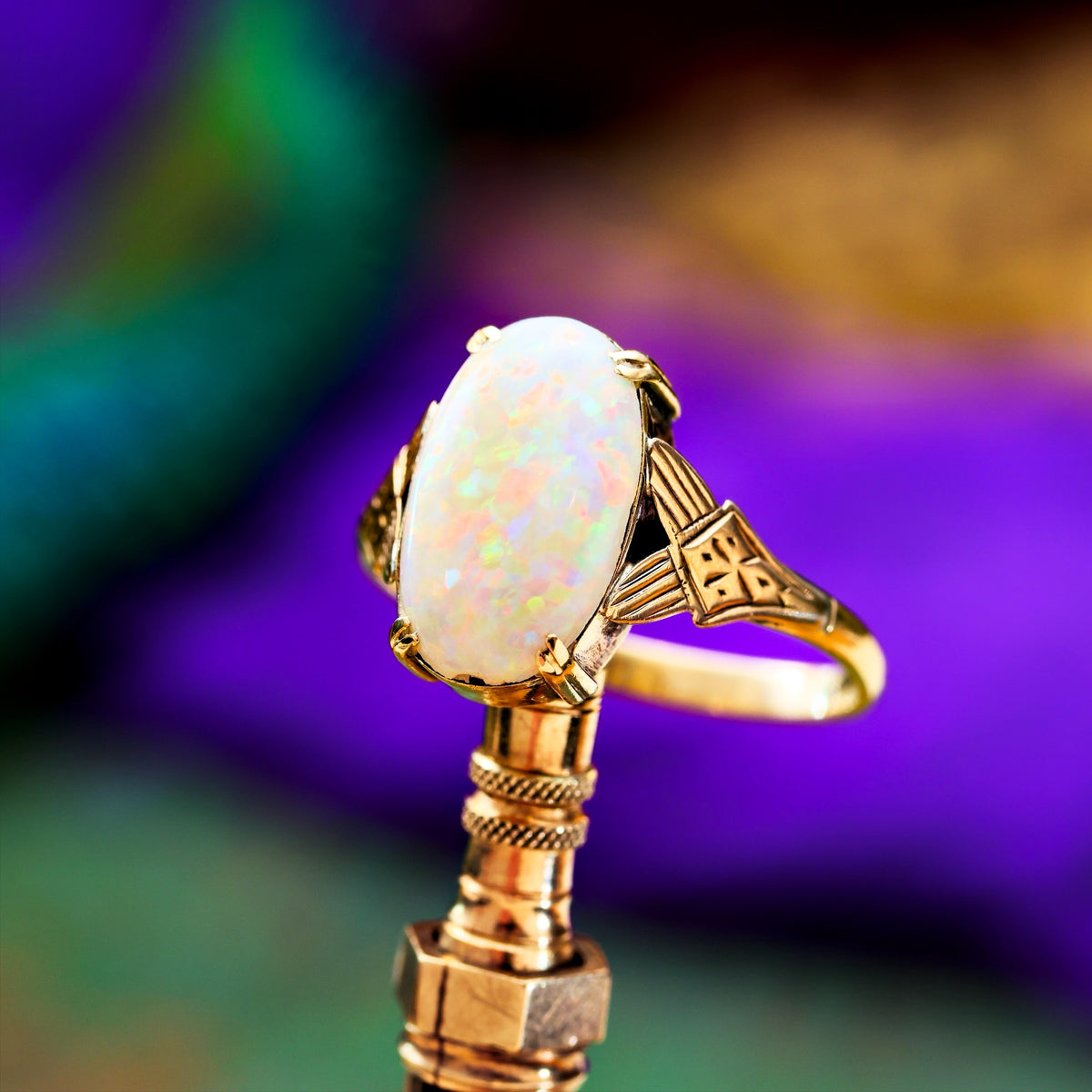 Vintage 1970's Rainbow Crystal Opal Ring