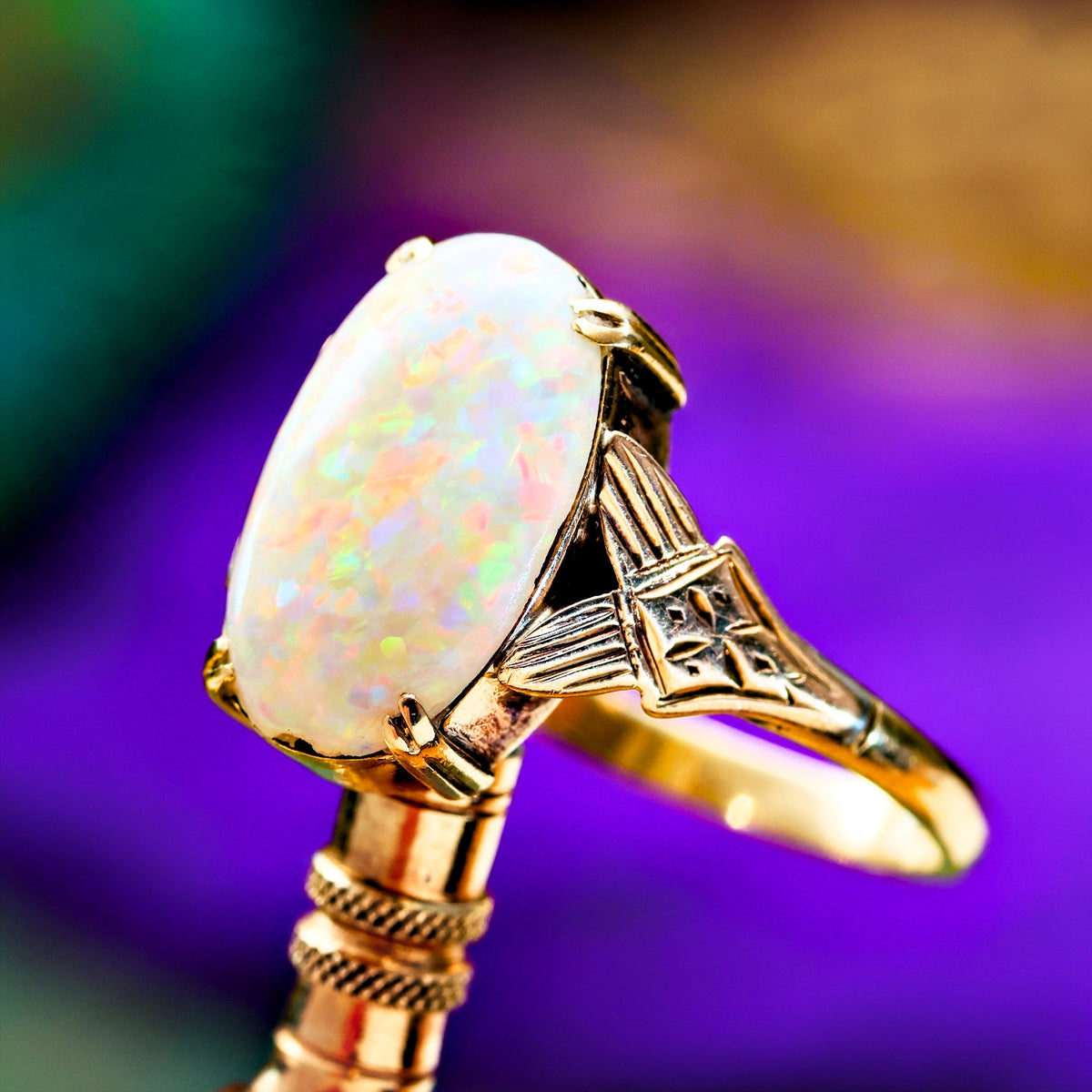 Vintage 1970's Rainbow Crystal Opal Ring