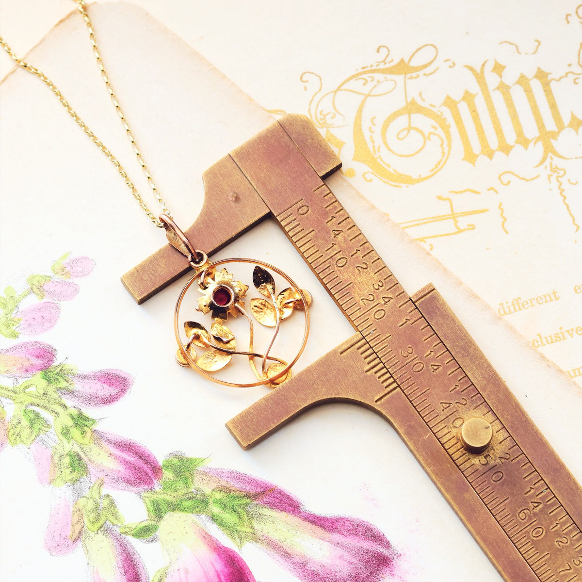 Edwardian Garnet & Seed Pearl Lavaliere Pendant