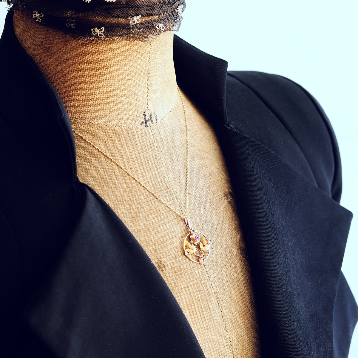 Edwardian Garnet & Seed Pearl Lavaliere Pendant