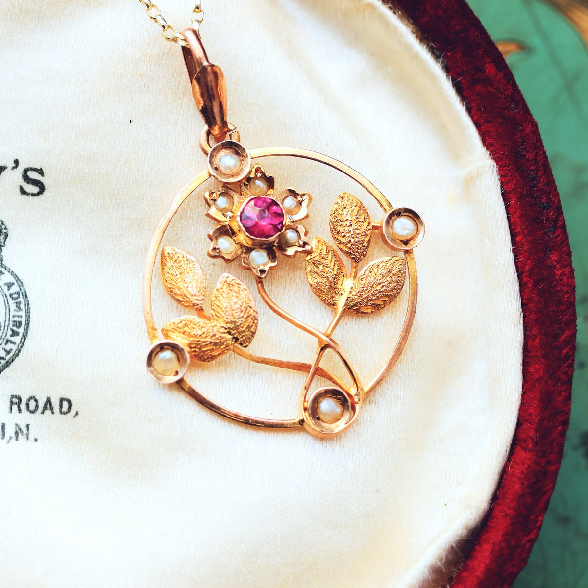 Edwardian Garnet & Seed Pearl Lavaliere Pendant