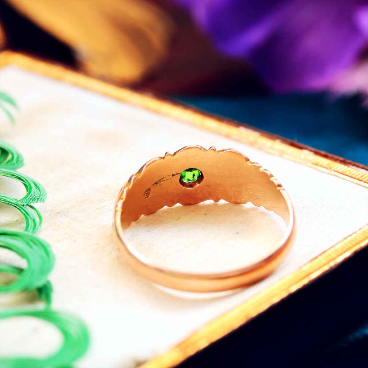 Date 1909 Demantoid Garnet & Pearl Ring