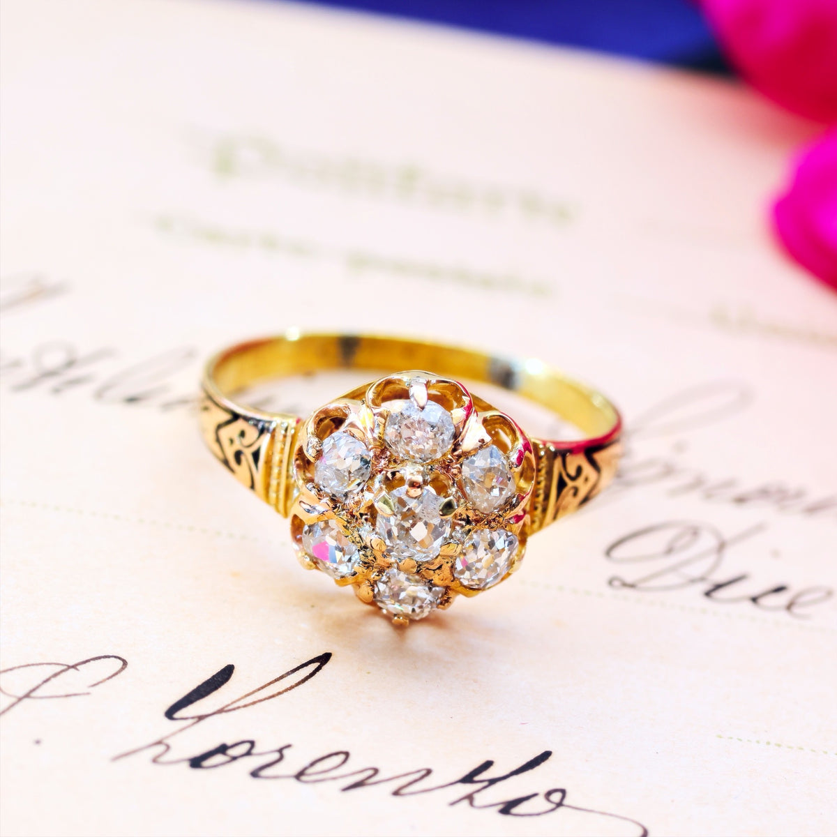Circa 1870's, Antique Victorian Diamond Cluster Ring