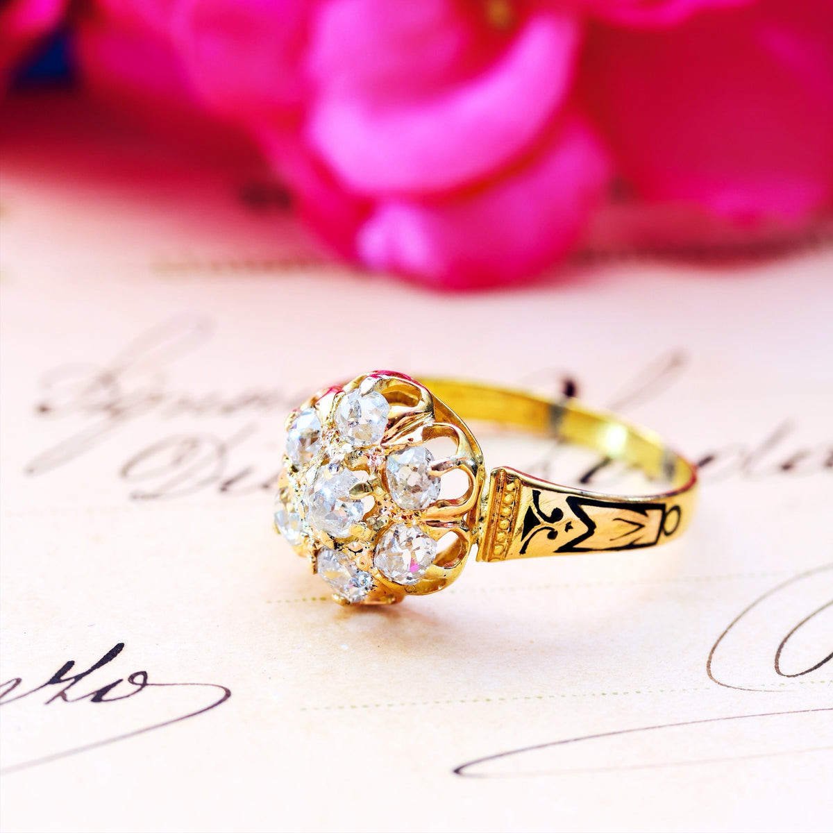 Circa 1870's, Antique Victorian Diamond Cluster Ring