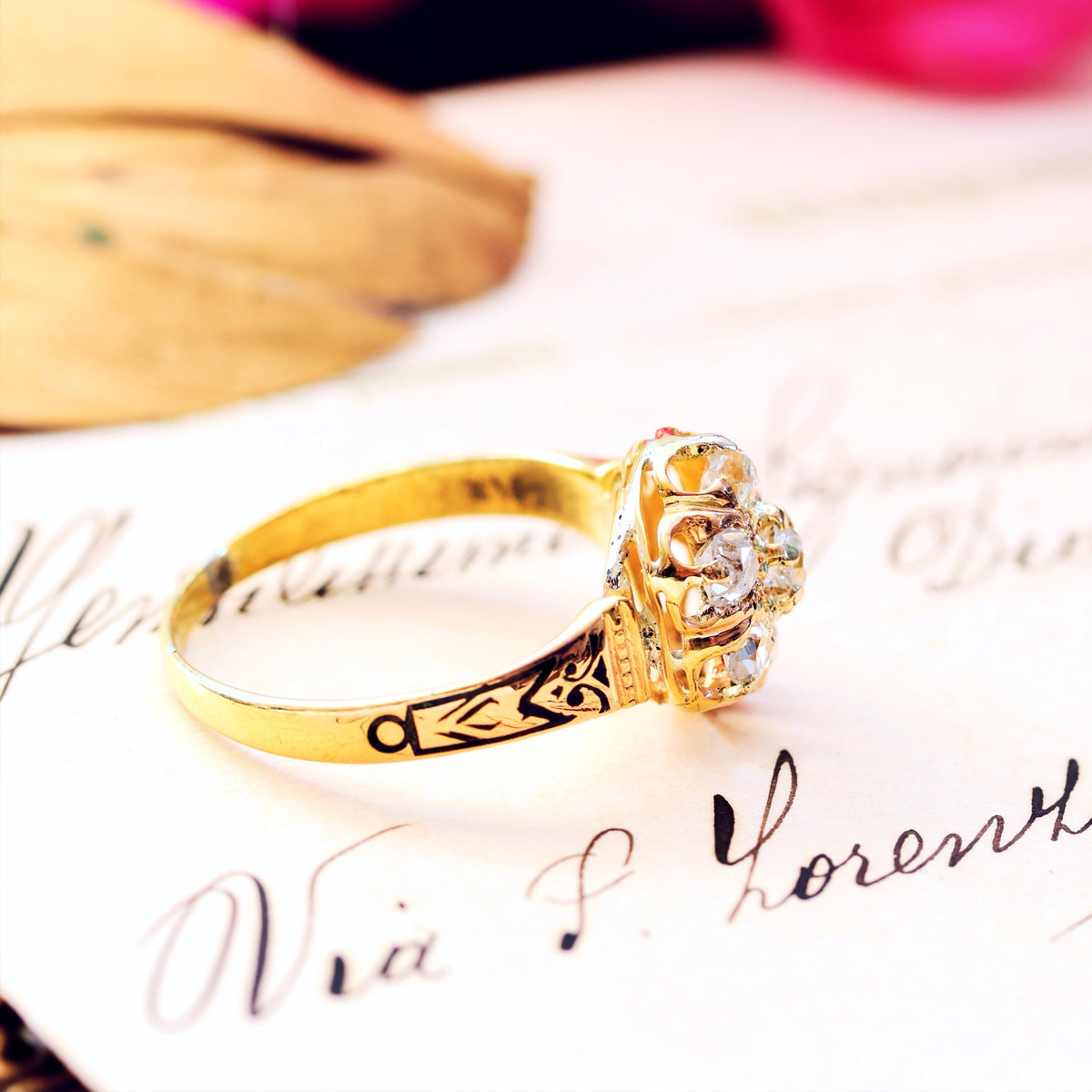 Circa 1870's, Antique Victorian Diamond Cluster Ring