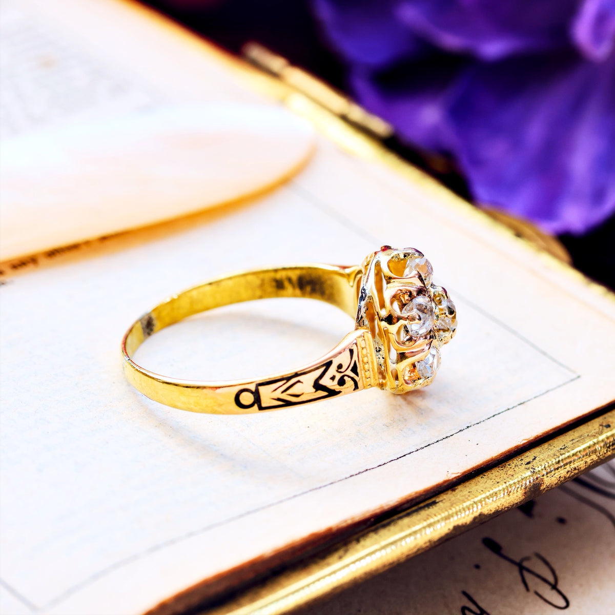 Circa 1870's, Antique Victorian Diamond Cluster Ring