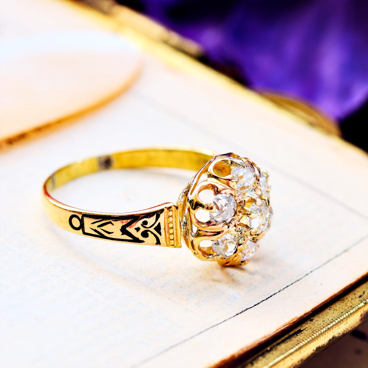 Circa 1870's, Antique Victorian Diamond Cluster Ring