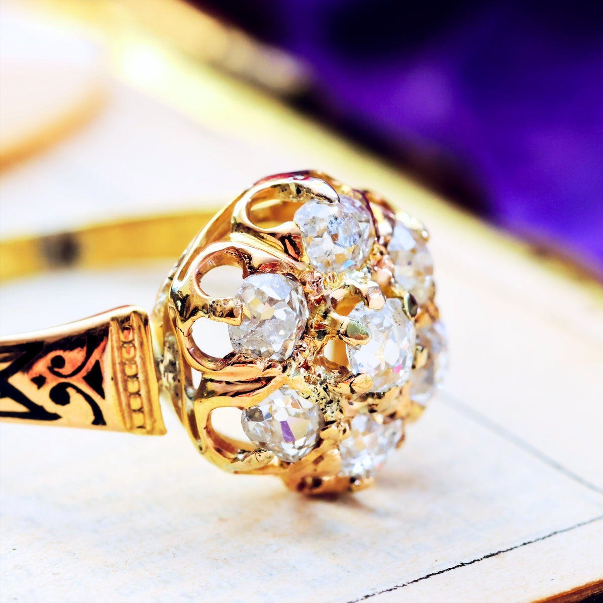 Circa 1870's, Antique Victorian Diamond Cluster Ring
