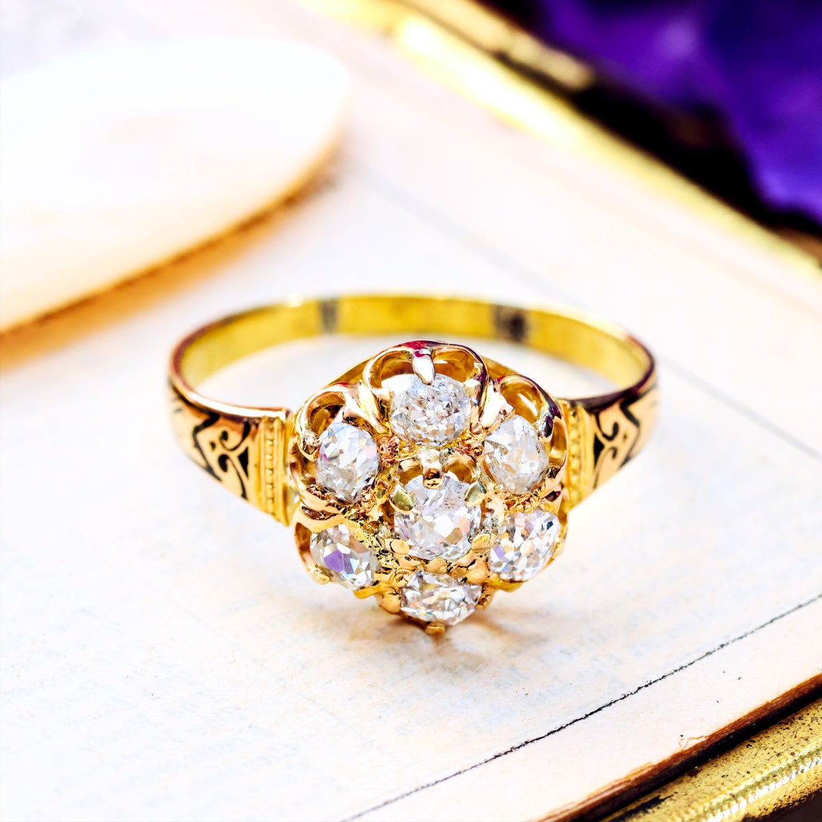Circa 1870's, Antique Victorian Diamond Cluster Ring