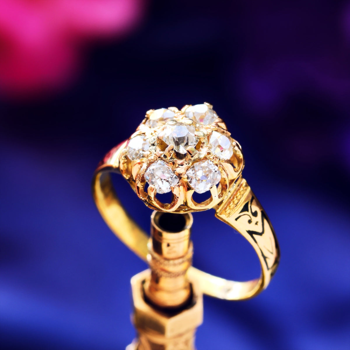 Circa 1870's, Antique Victorian Diamond Cluster Ring