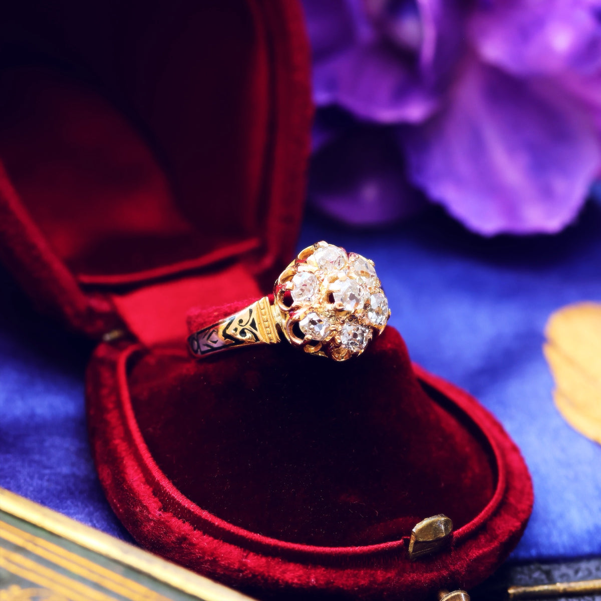 Circa 1870's, Antique Victorian Diamond Cluster Ring