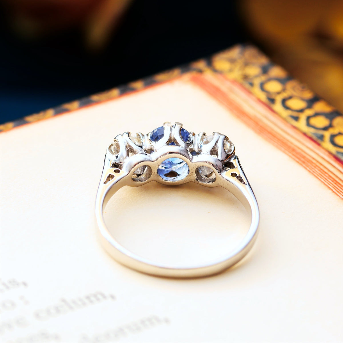 Dazzlin' Vintage Ceylon Sapphire & Diamond Engagement Ring