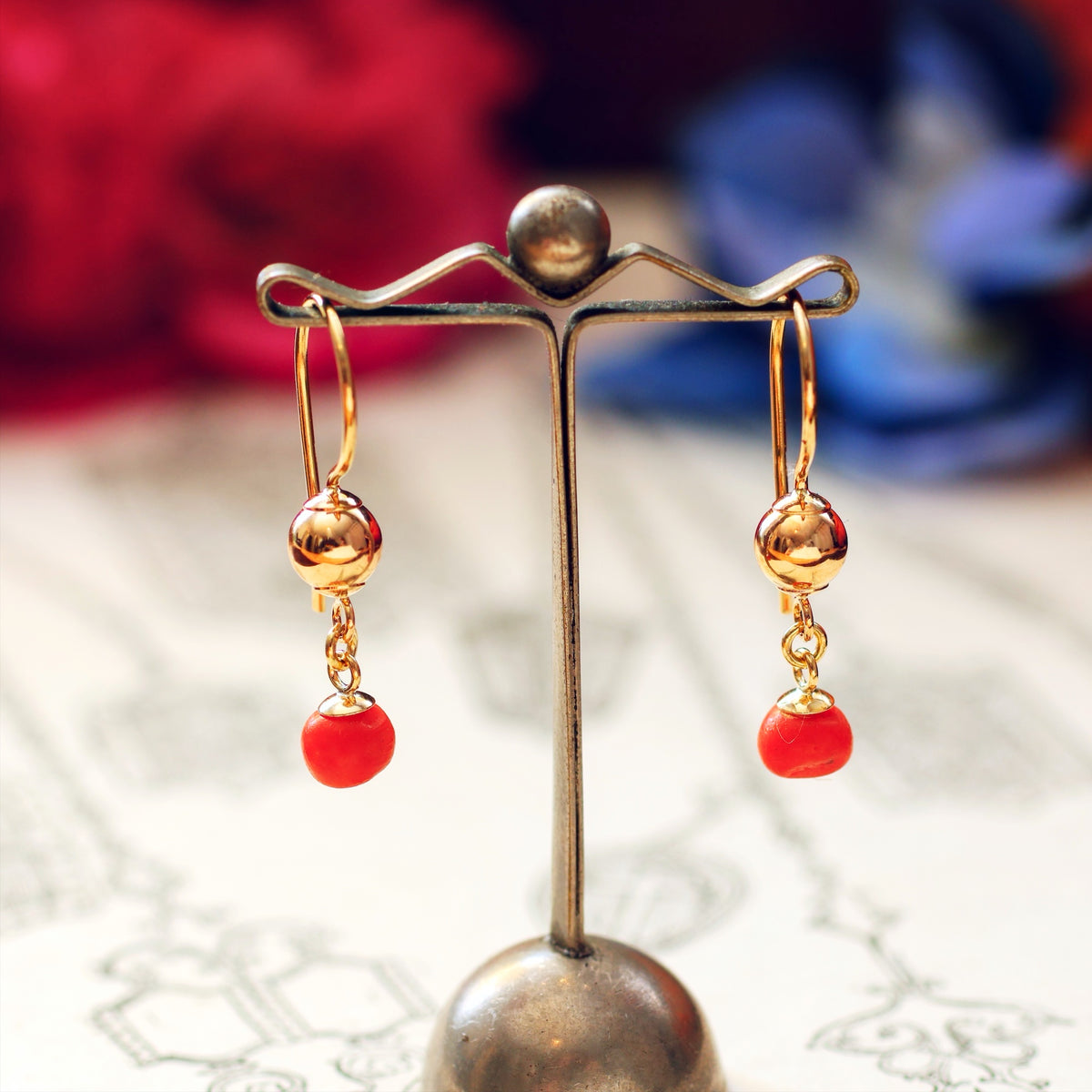 Mediterranean Coral Drop Earrings