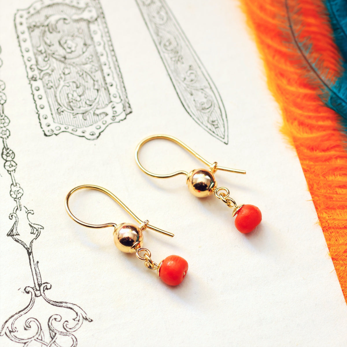 Mediterranean Coral Drop Earrings