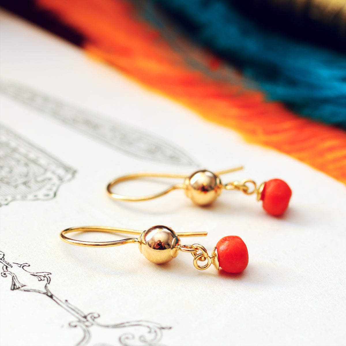 Mediterranean Coral Drop Earrings