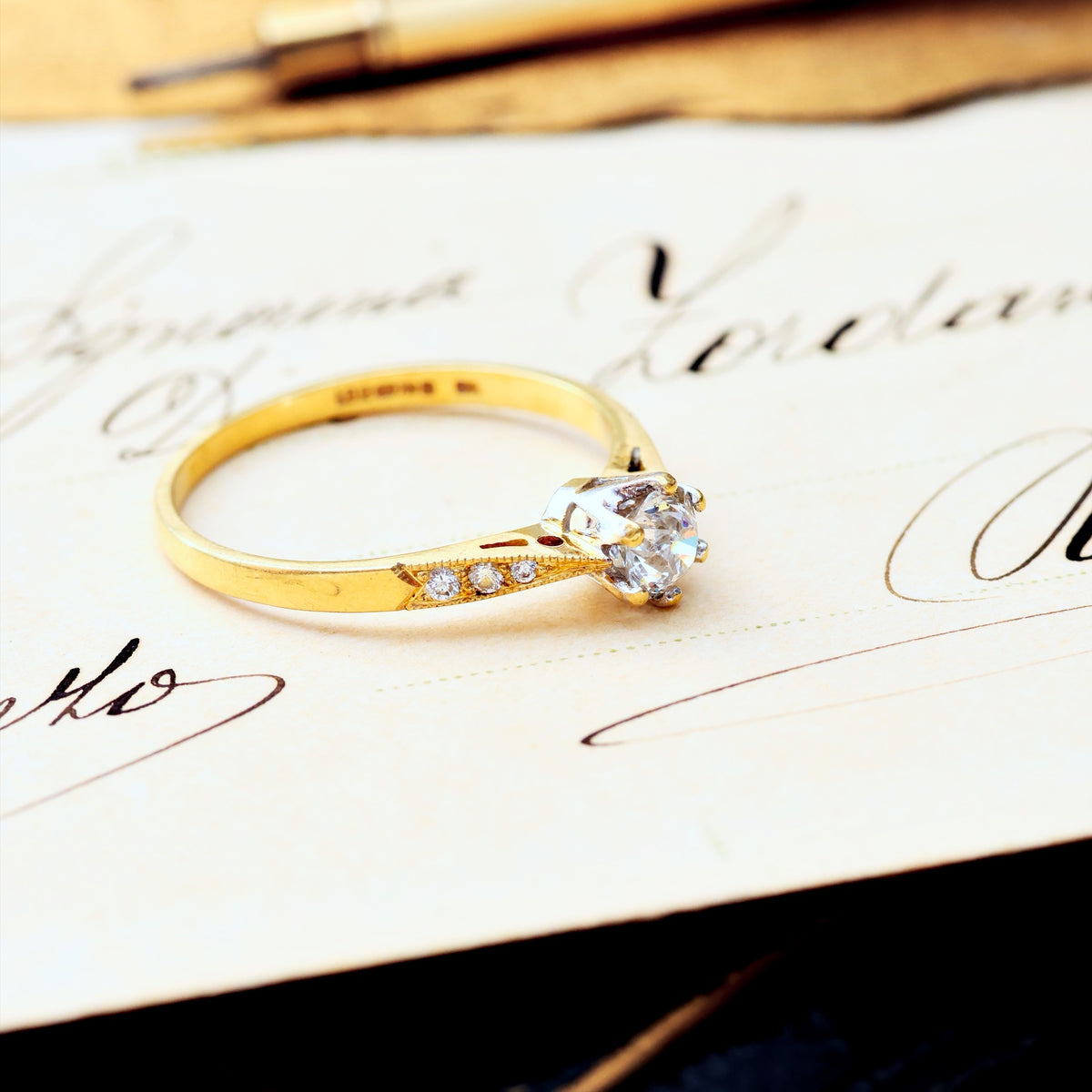 Recycled Vintage Hand Cut Diamond Engagement Ring