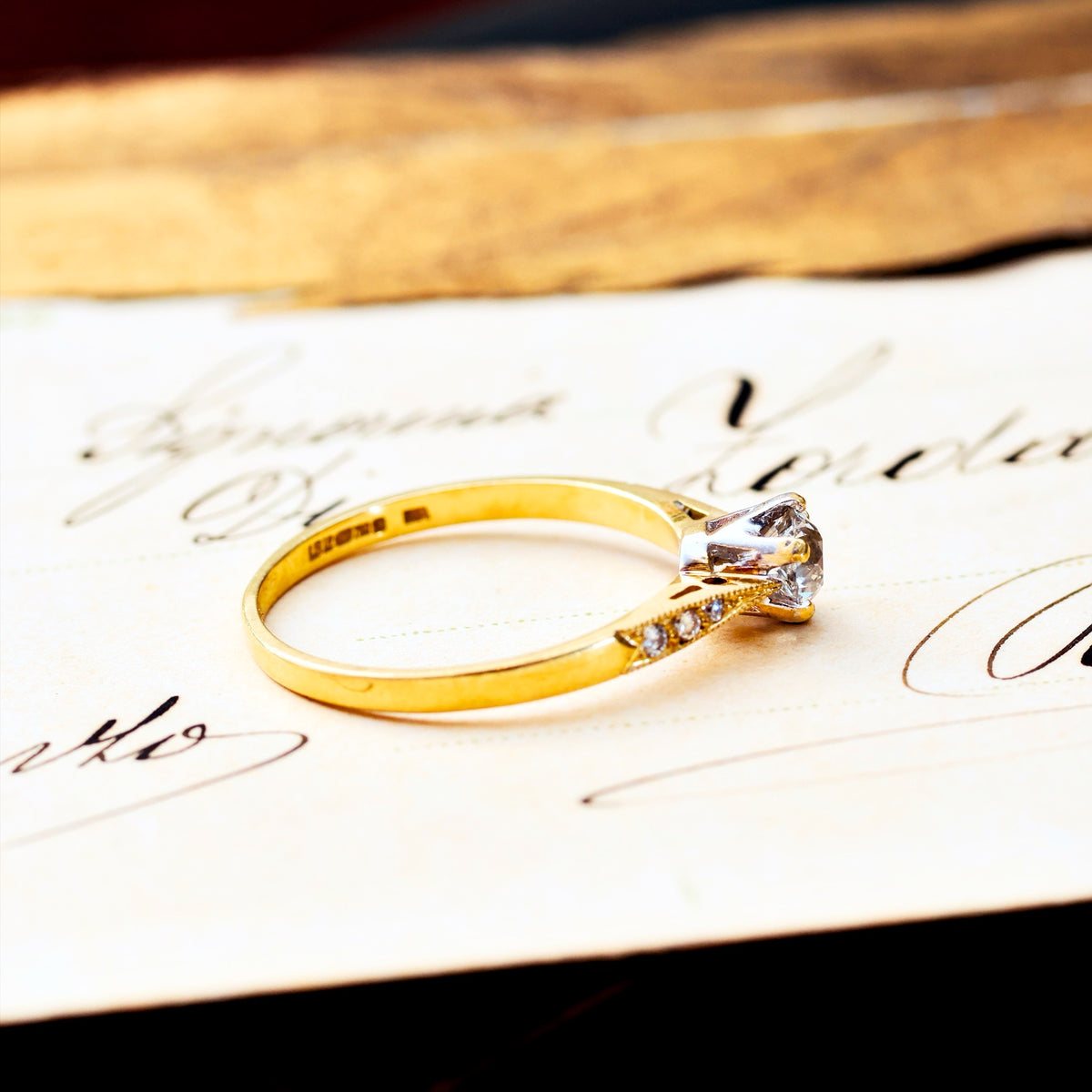 Recycled Vintage Hand Cut Diamond Engagement Ring