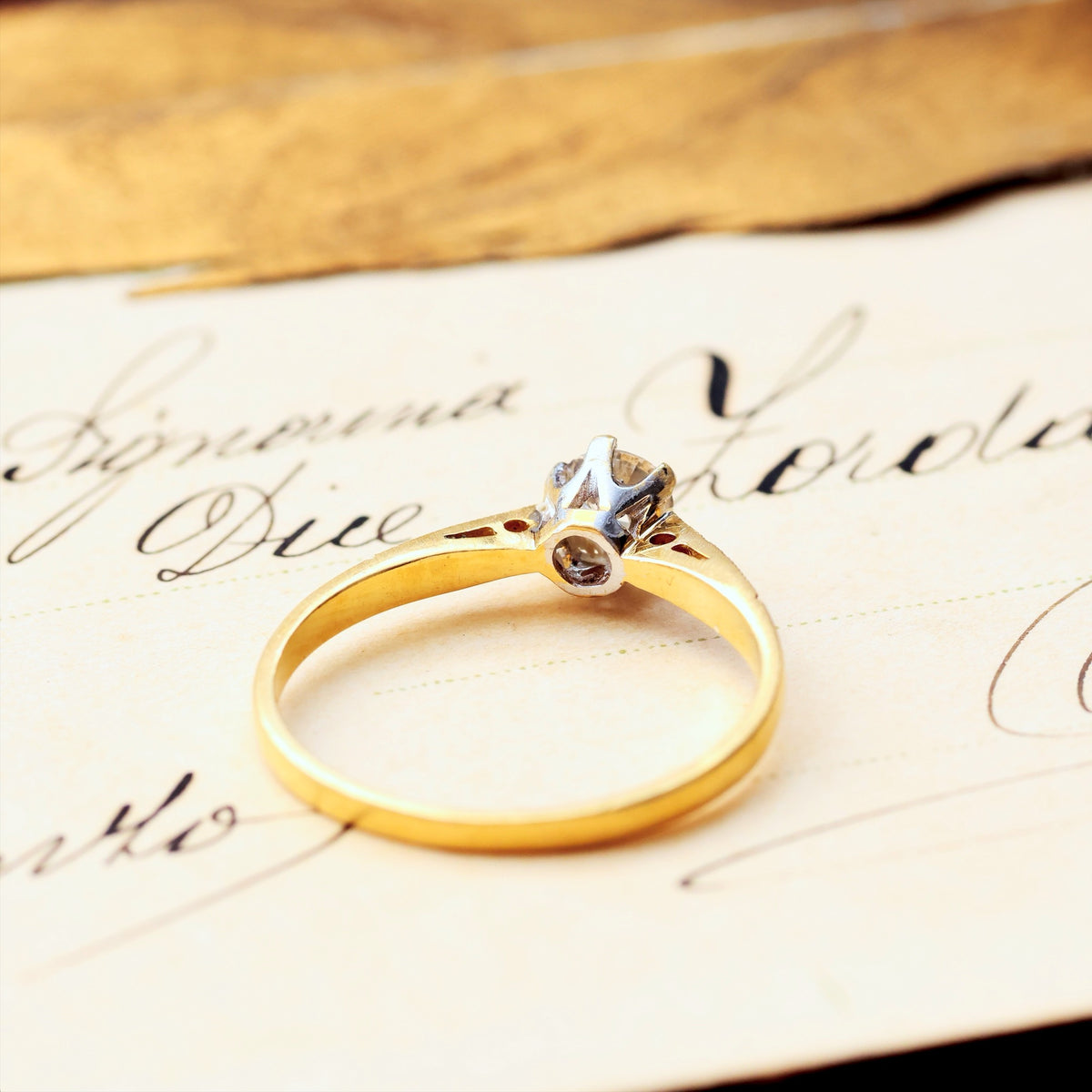 Recycled Vintage Hand Cut Diamond Engagement Ring
