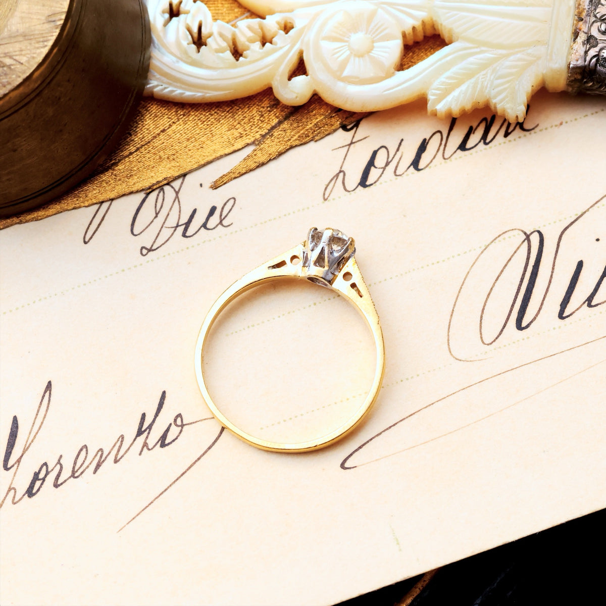 Recycled Vintage Hand Cut Diamond Engagement Ring