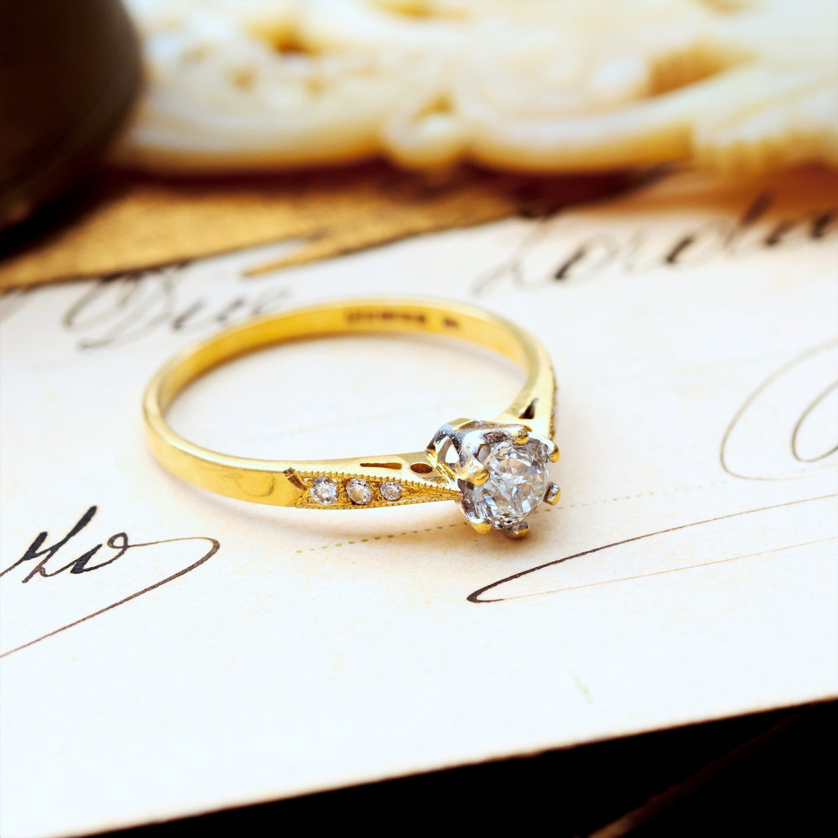 Recycled Vintage Hand Cut Diamond Engagement Ring