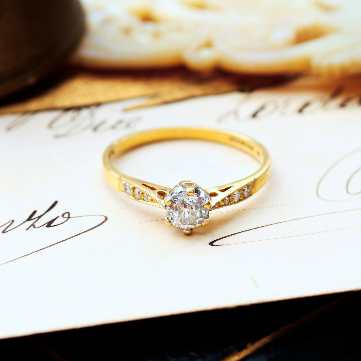 Recycled Vintage Hand Cut Diamond Engagement Ring