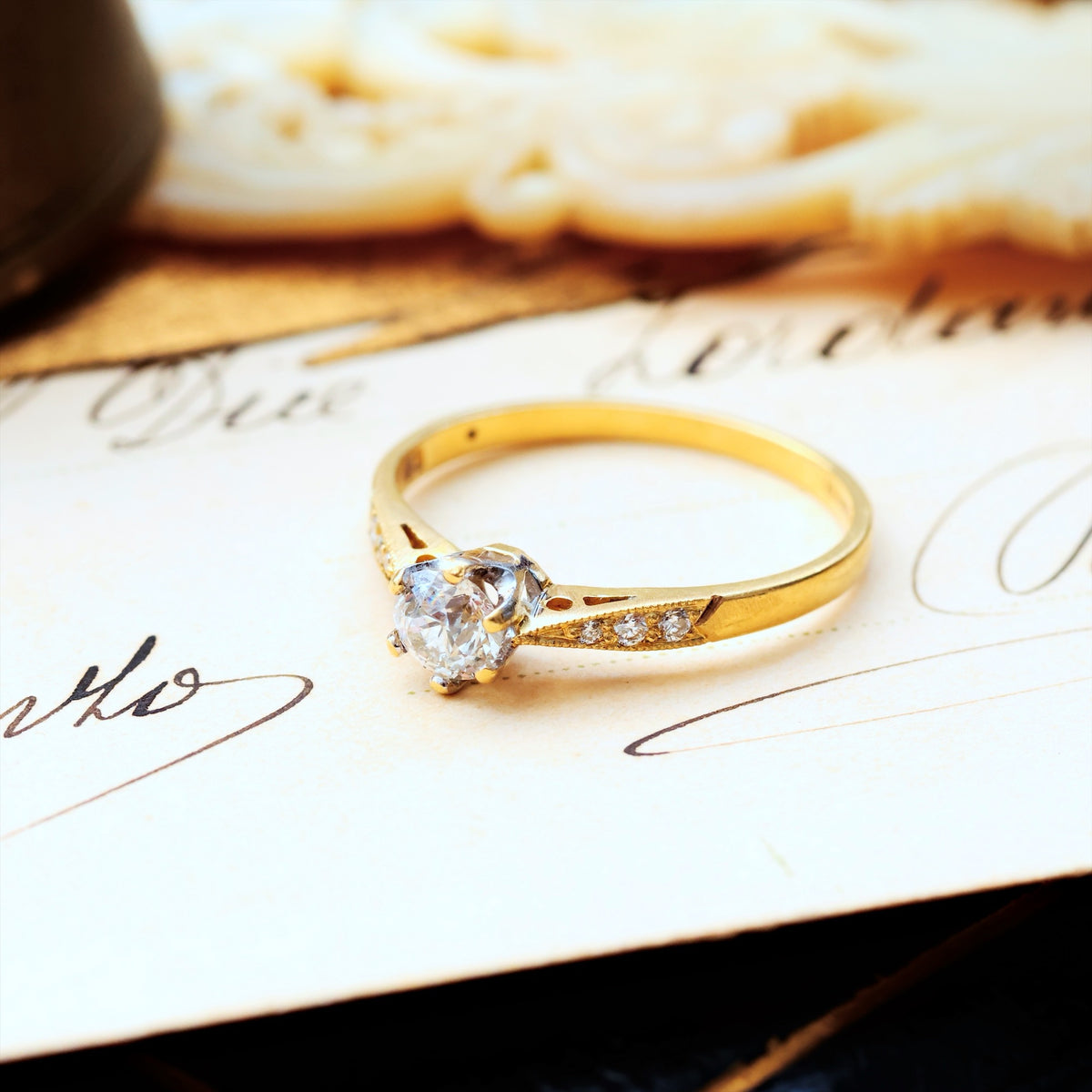 Recycled Vintage Hand Cut Diamond Engagement Ring