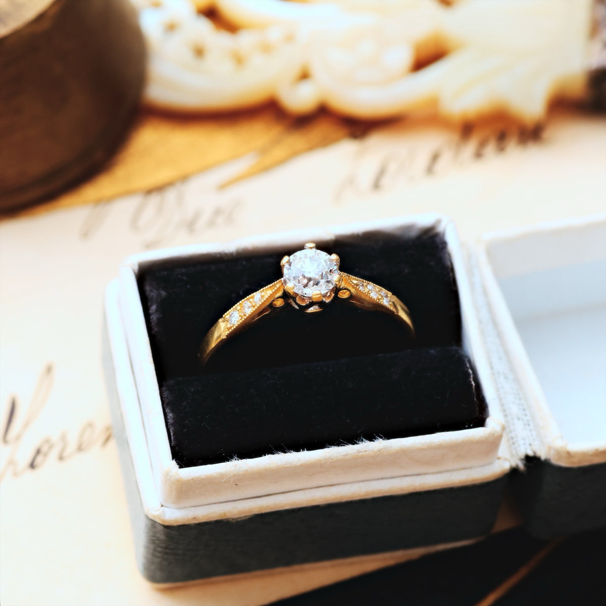 Recycled Vintage Hand Cut Diamond Engagement Ring
