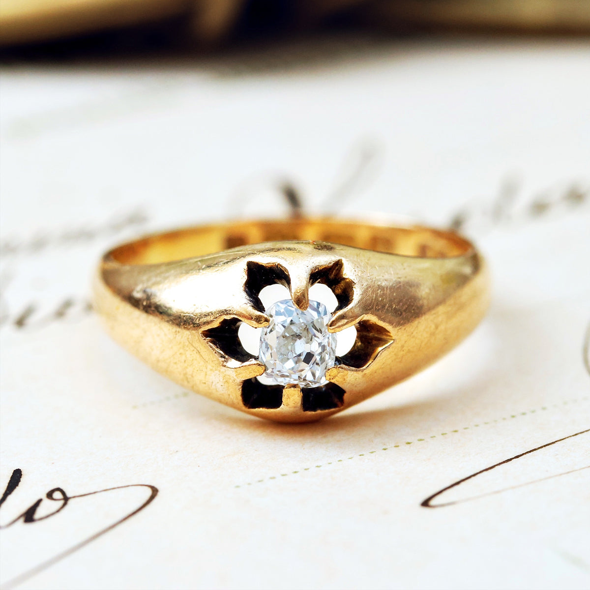 Antique Date 1874 Victorian Diamond Solitaire Ring