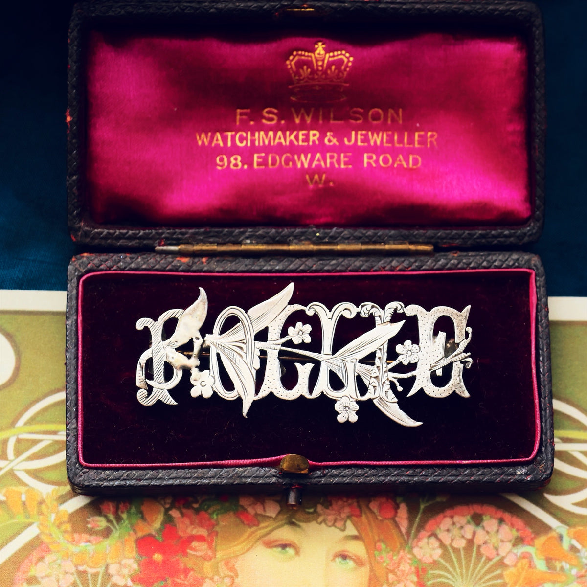 Victorian Date 1878 Pollie Silver Name Brooch