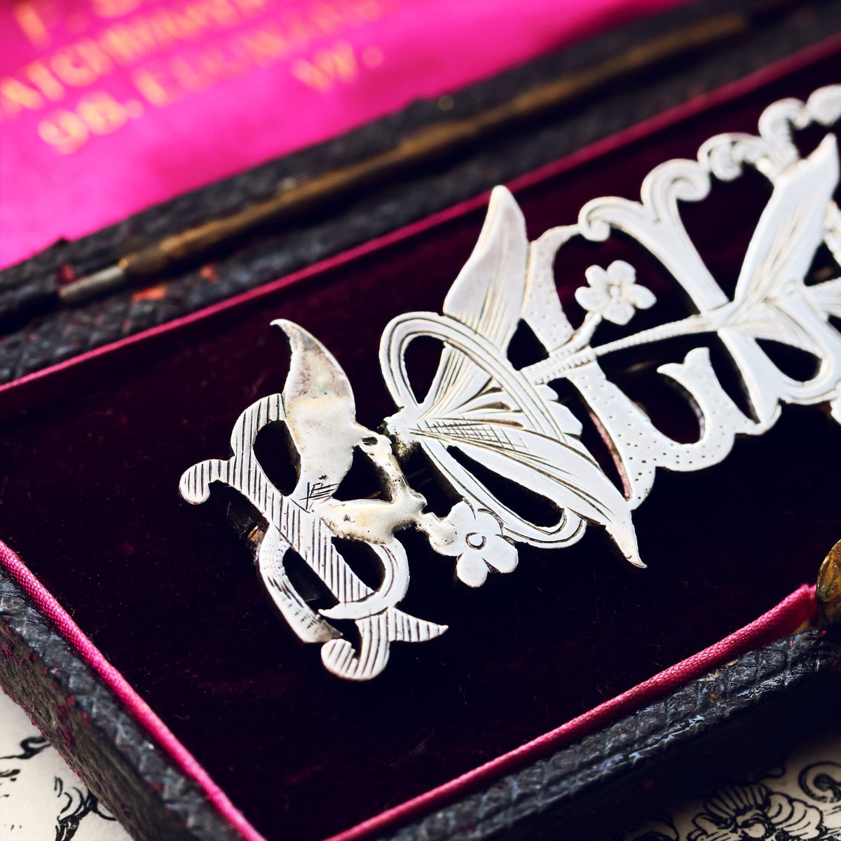 Victorian Date 1878 Pollie Silver Name Brooch