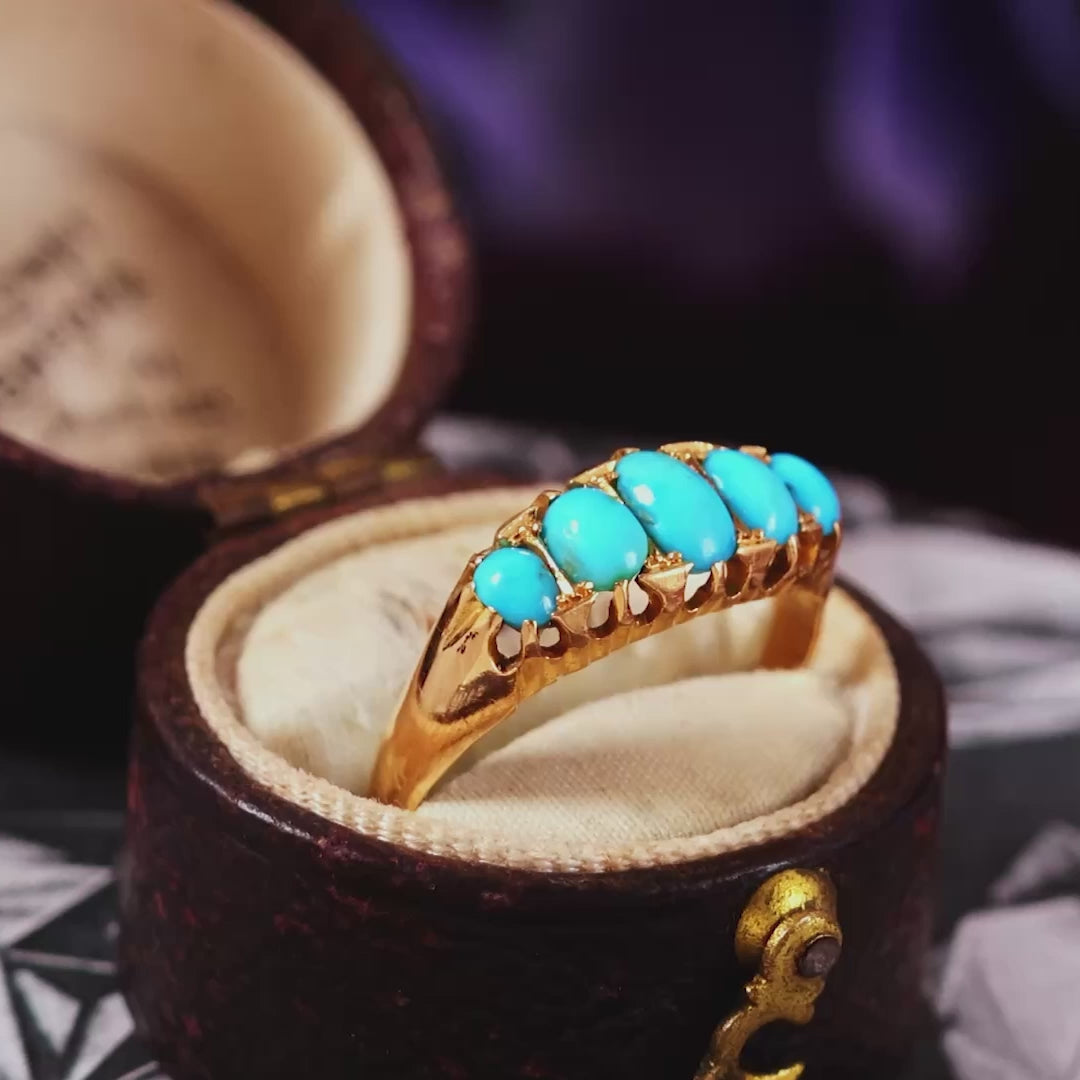 Antique Date 1915 18ct Gold & Turquoise Ring