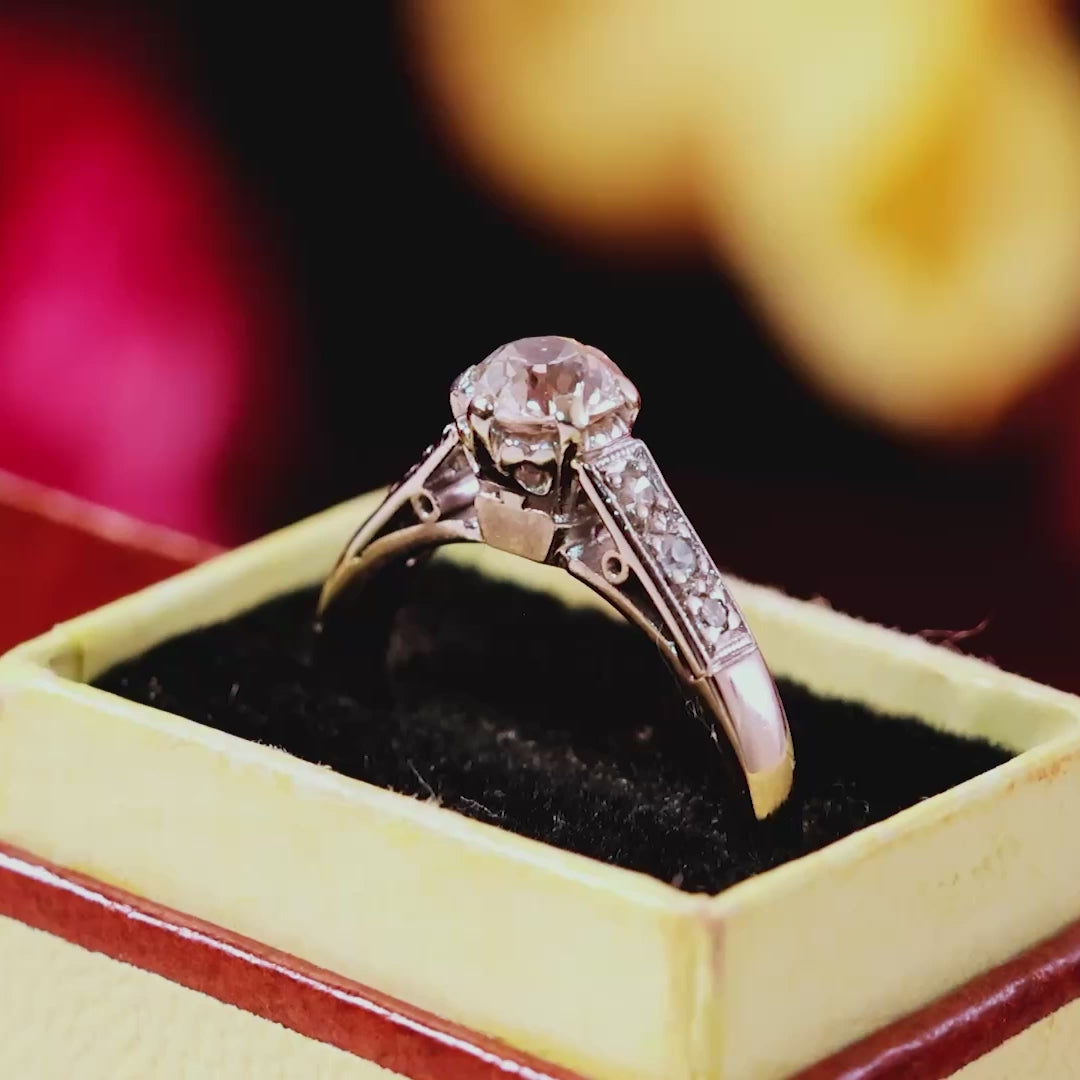 Vintage Recycled Hand Cut Diamond Engagement Ring