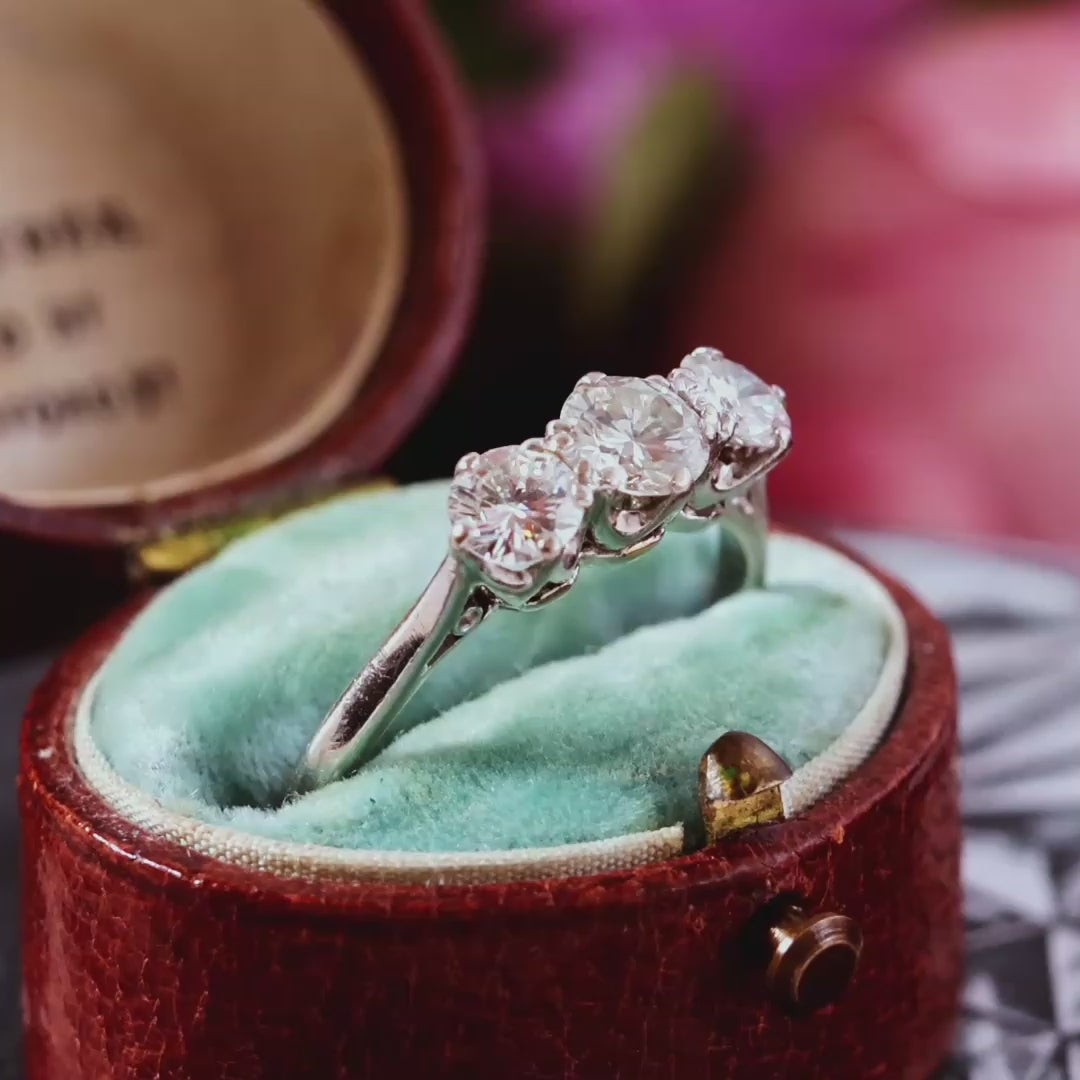 Vintage Platinum Diamond Trilogy Engagement Ring