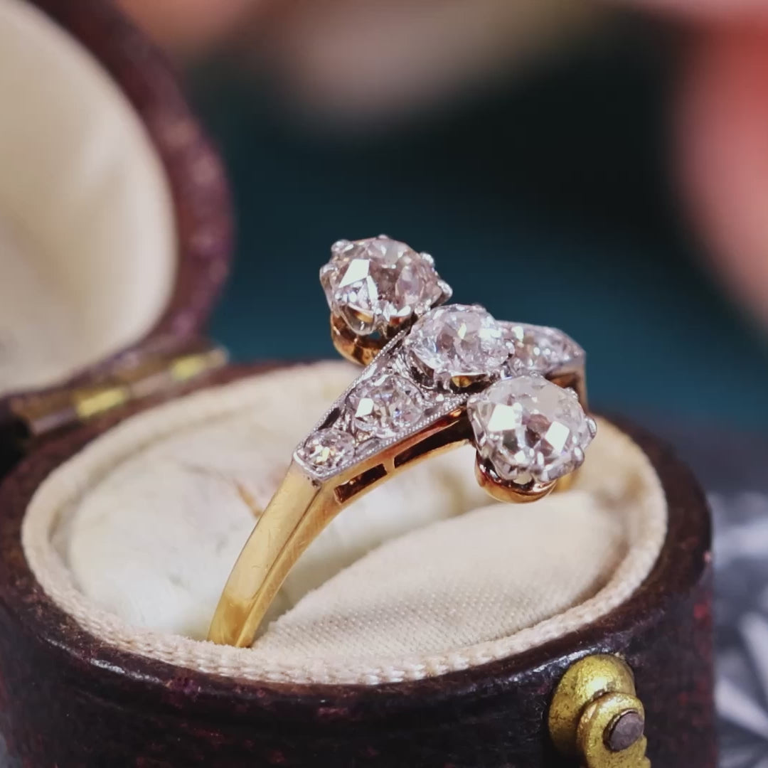 Vintage 18ct Gold Diamond Cross Ring