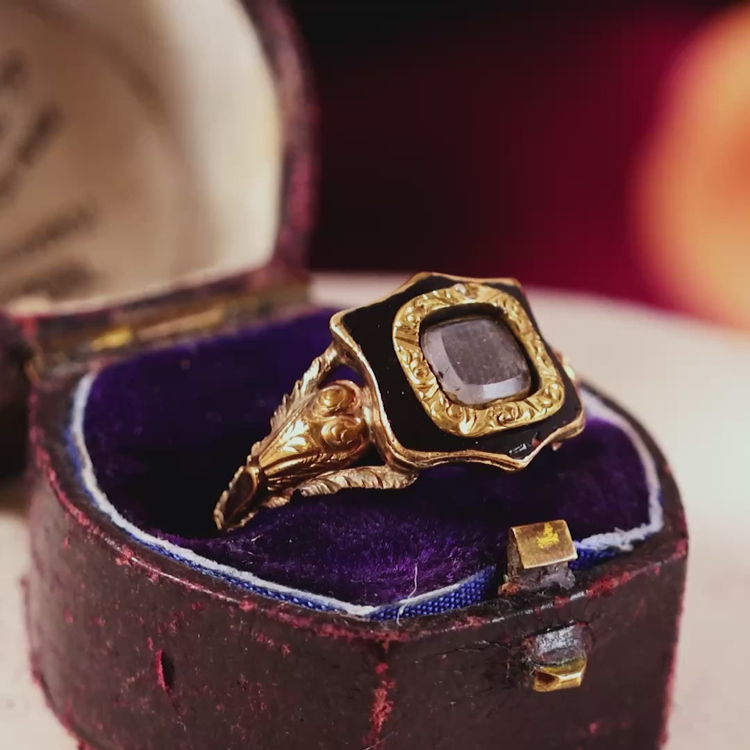 Antique Georgian Gold & Enamel Mourning Ring