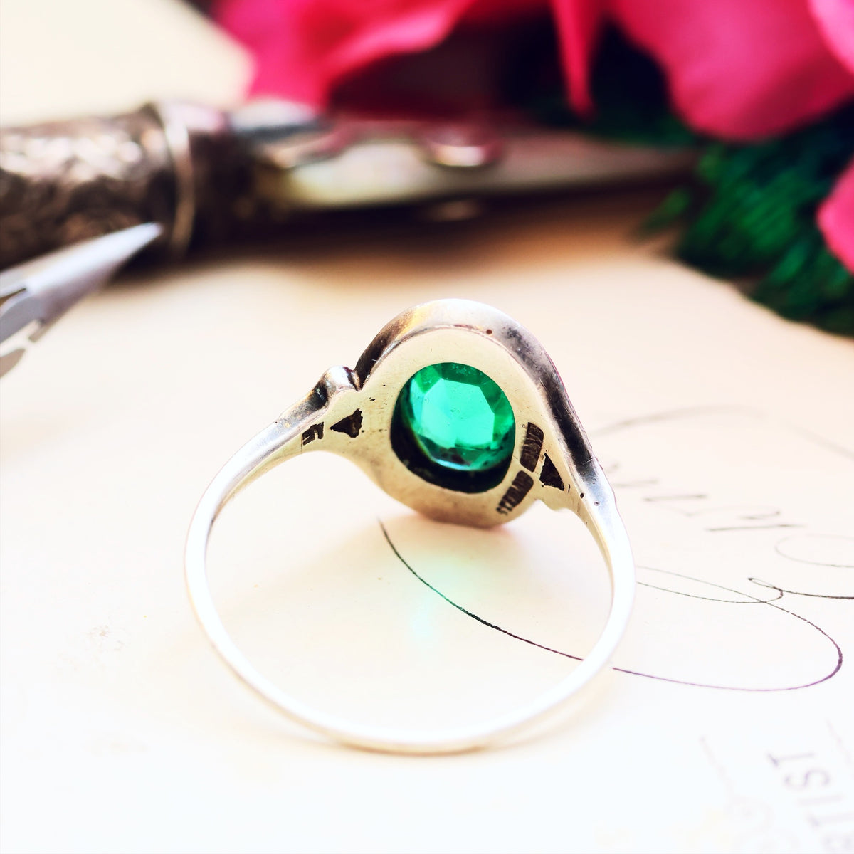 Vintage 1950's Silver Paste Cluster Dress Ring