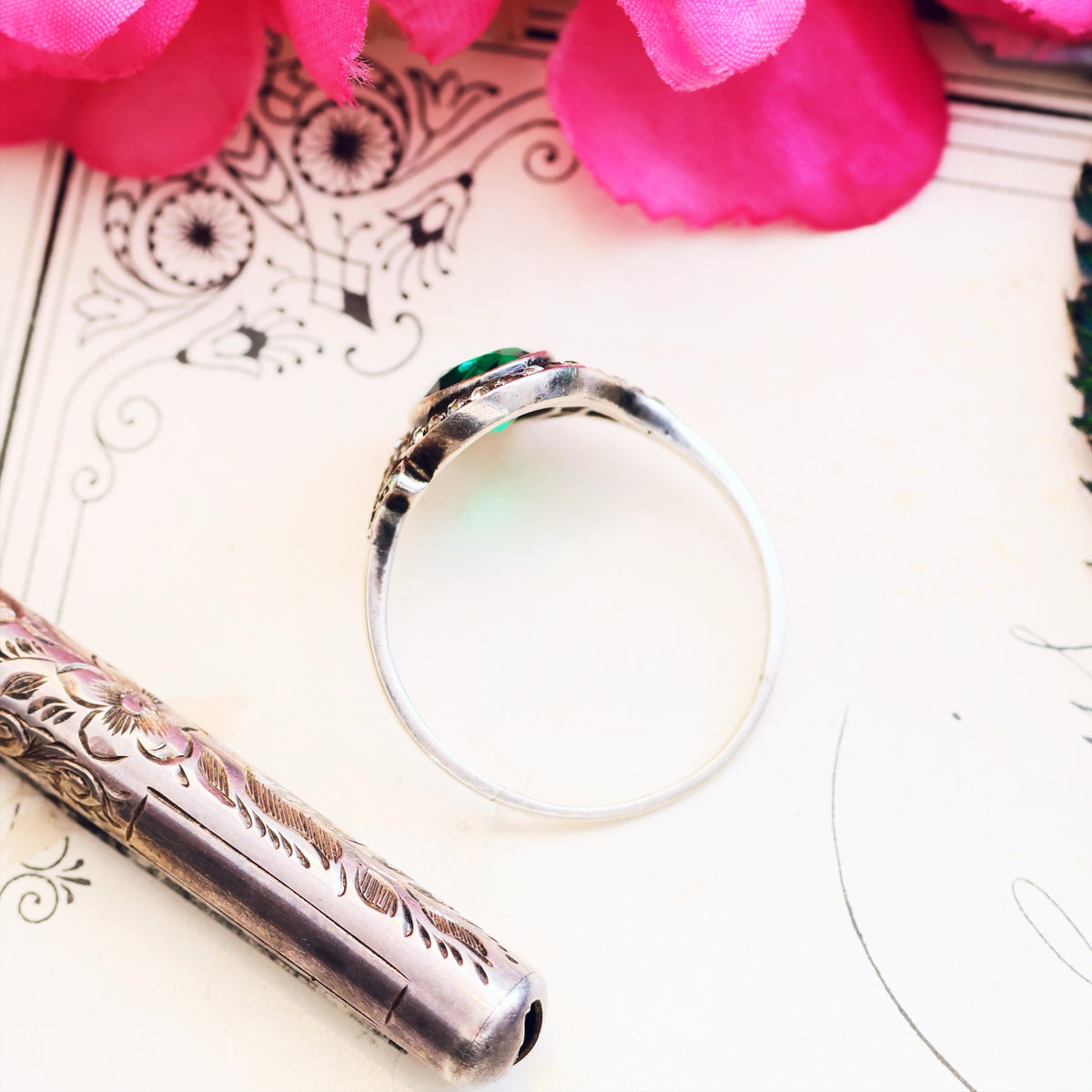 Vintage 1950's Silver Paste Cluster Dress Ring