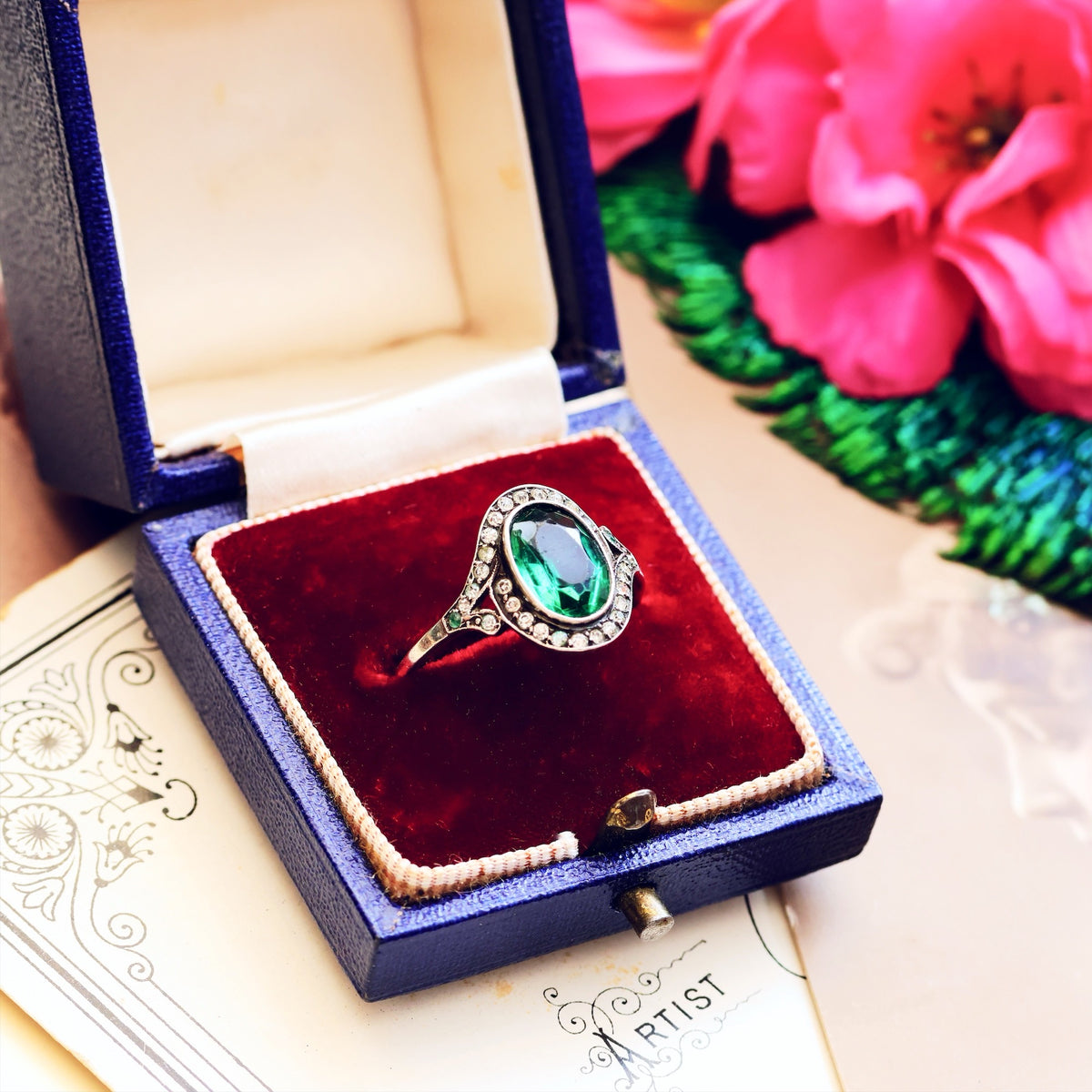 Vintage 1950's Silver Paste Cluster Dress Ring