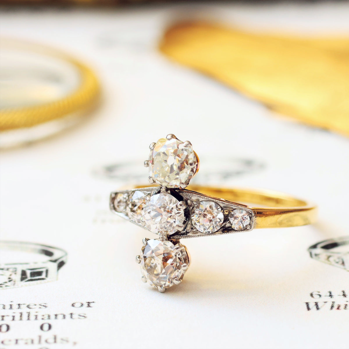 Vintage 18ct Gold Diamond Cross Ring