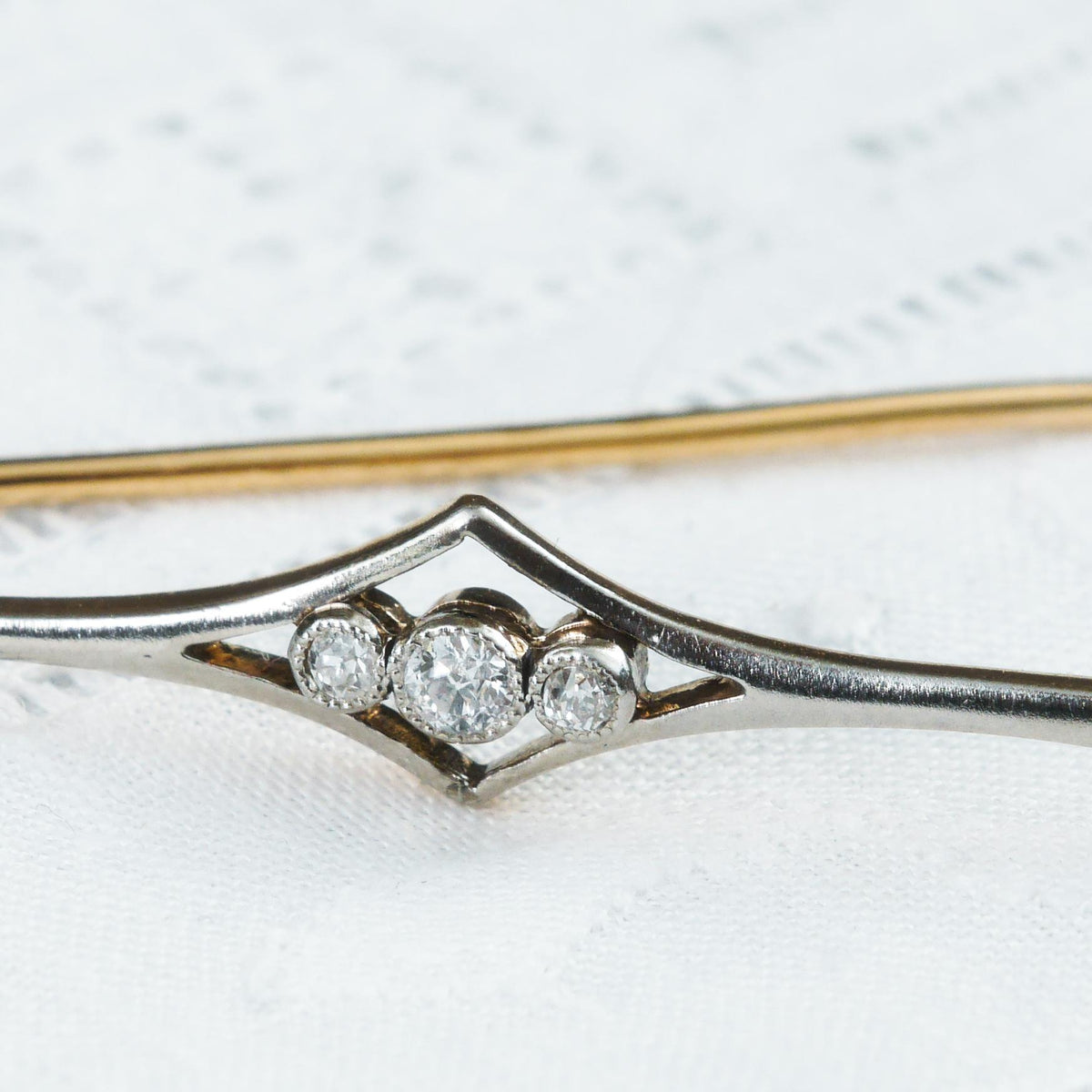 Edwardian Elegance Diamond Bar Brooch
