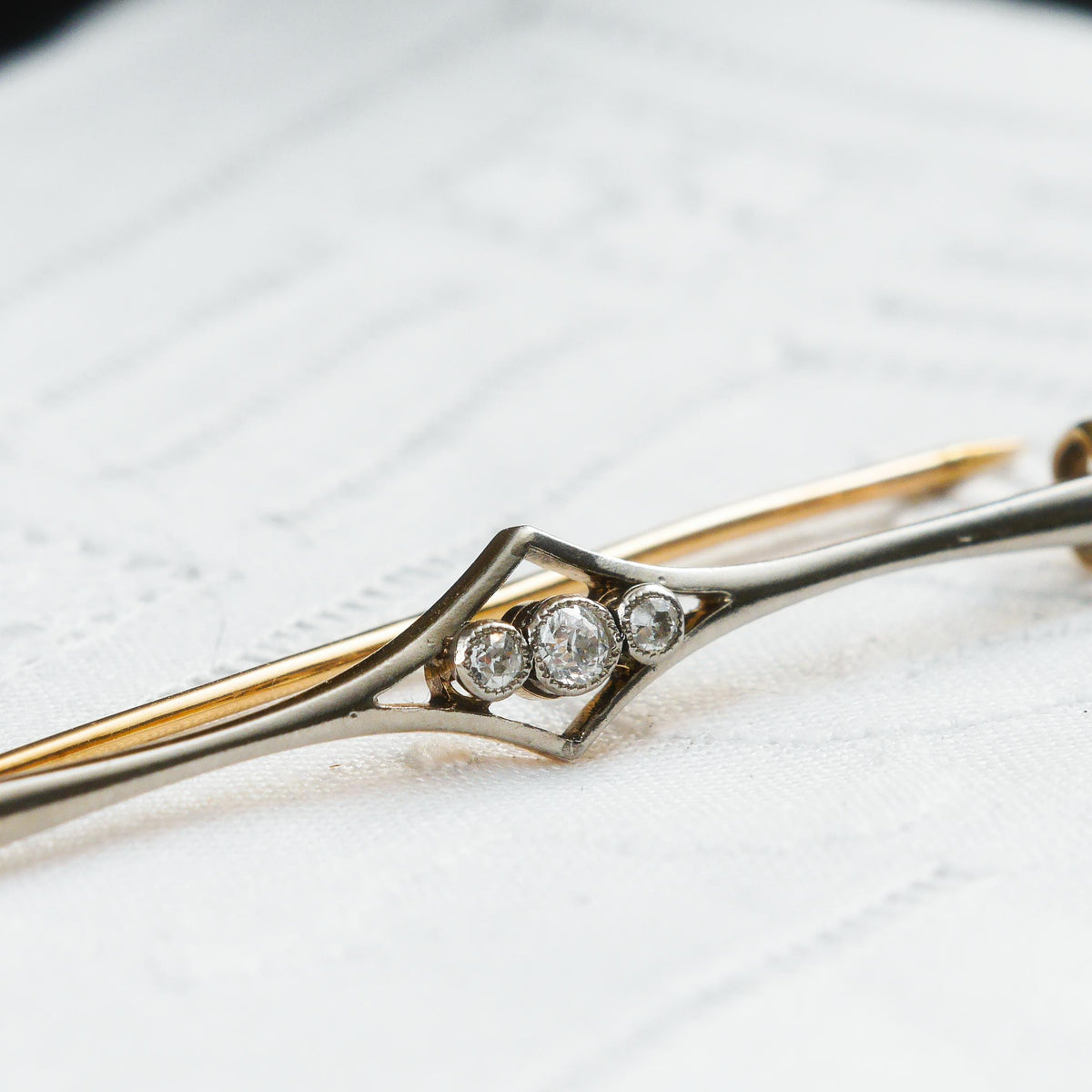 Edwardian Elegance Diamond Bar Brooch