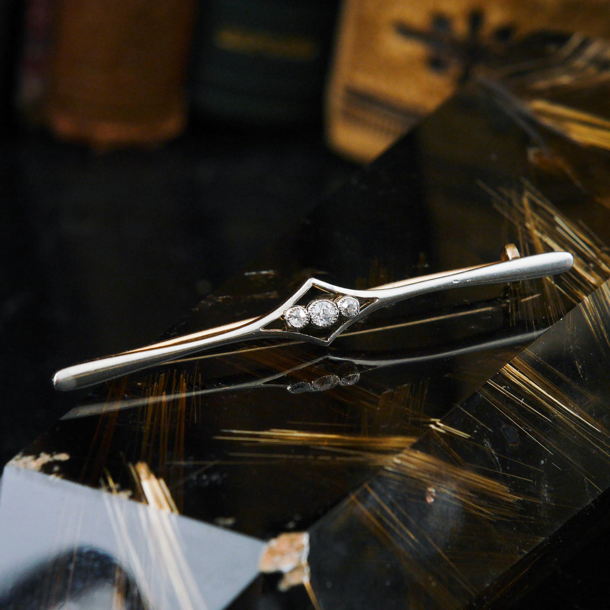 Edwardian Elegance Diamond Bar Brooch