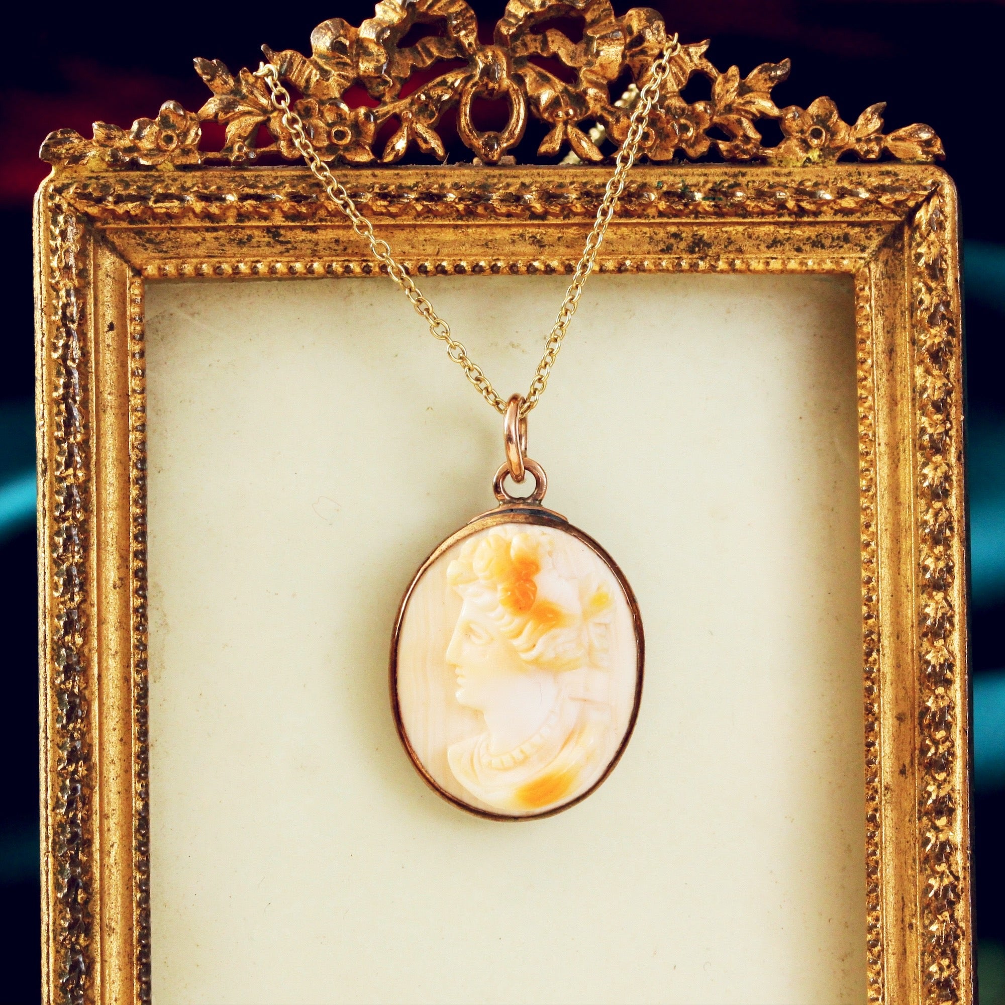 Pretty Vintage Pink Coral Cameo Pendant Fetheray