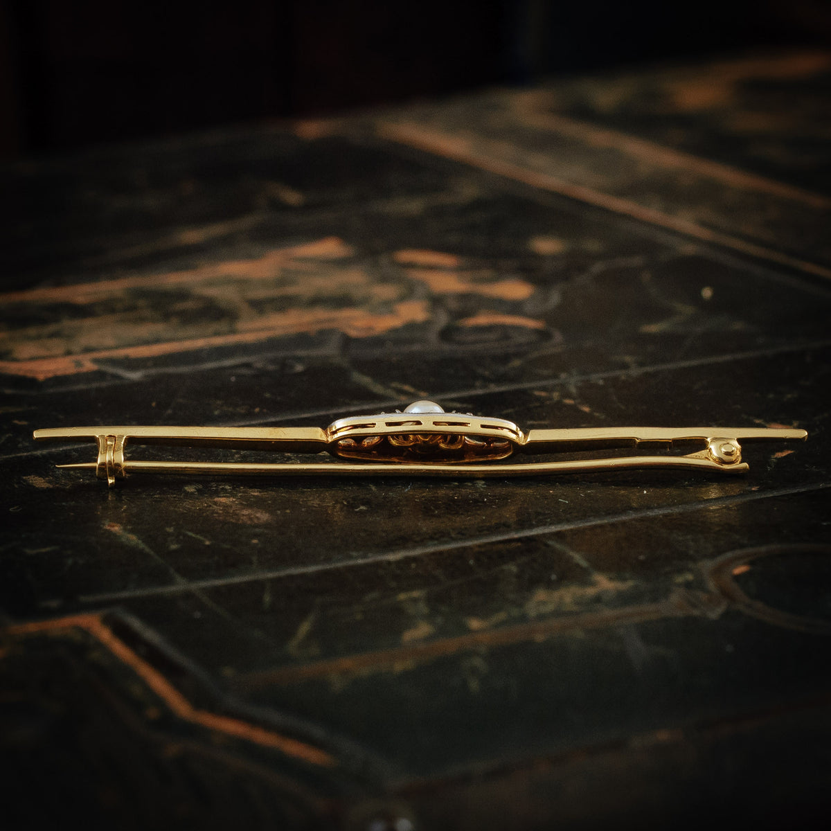 Fine Filigree Edwardian 18ct Gold Pearl and Diamond Brooch