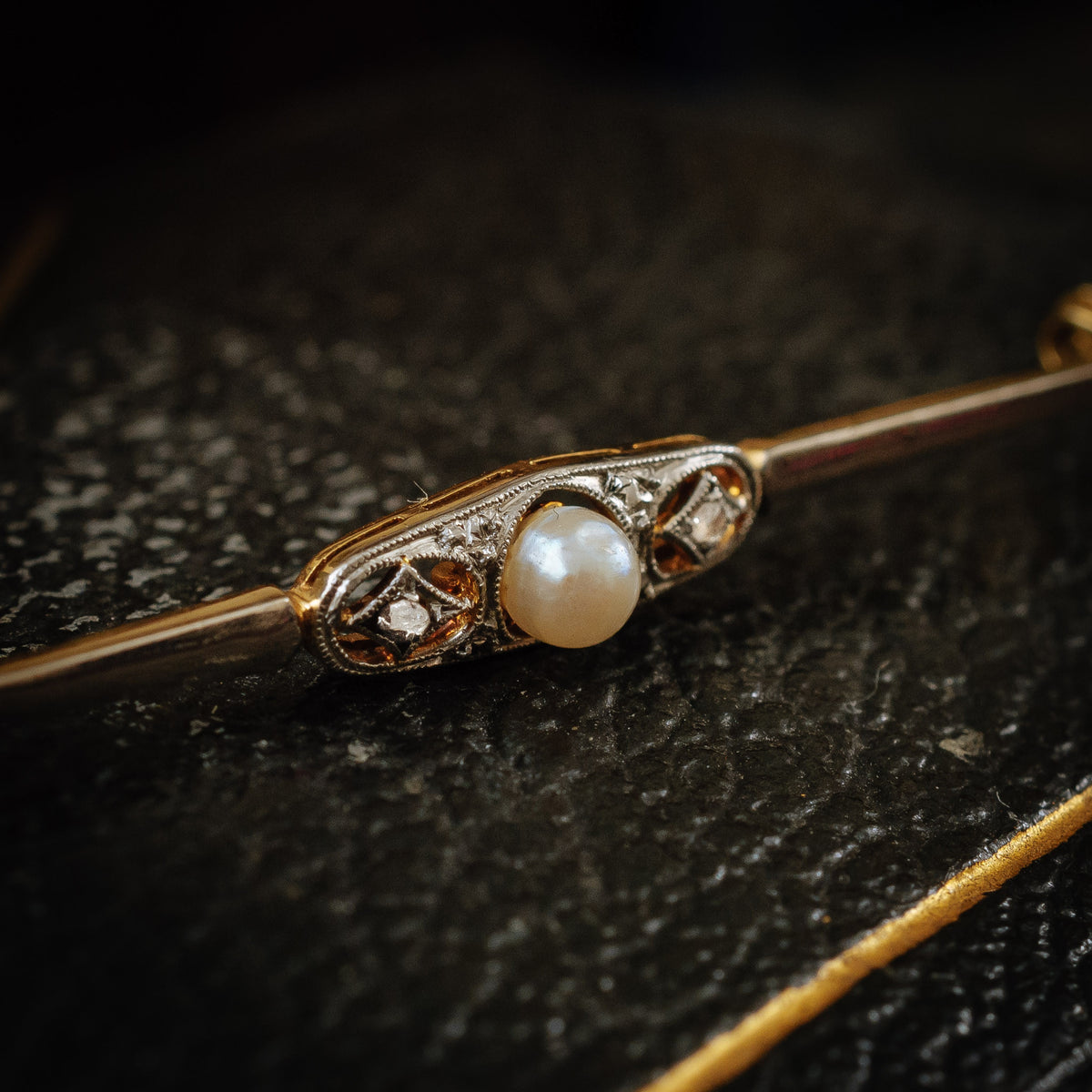 Antique Vintage Diamond Pearl Brooch